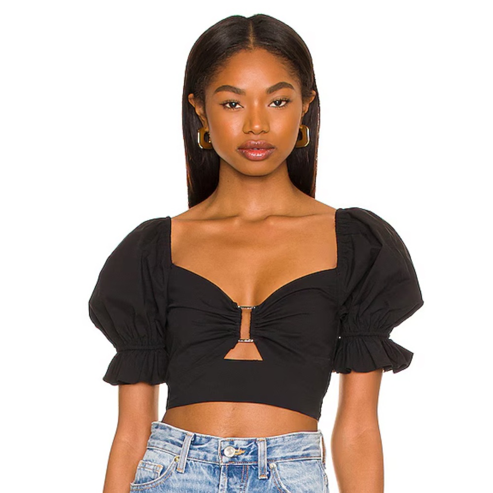 FINAL SALE - REVOLVE - more to come - Black Puff Sleeve Women's Top